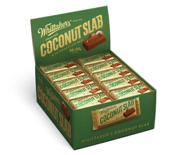 Whittakers Toasted Coconut Slab 50×50g