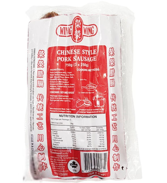 Wing Wing Chinese Style Sausage 3×250g