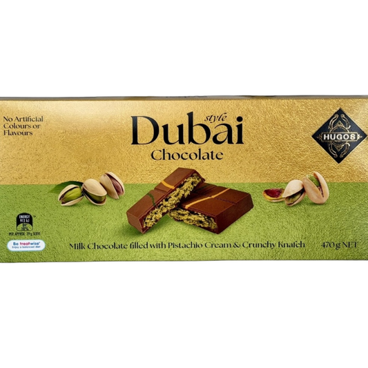 Hugos Dubai Style Pistachio Chocolate Bar 470g