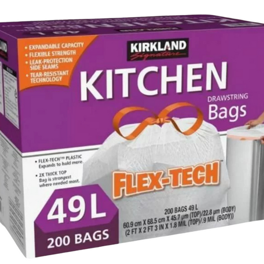Kirkland Signature Kitchen Drawstring Bag 200x 49L