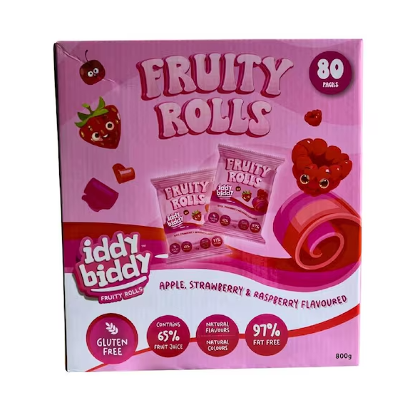 Iddy Biddy Fruity Roll Ups 80 x 10g