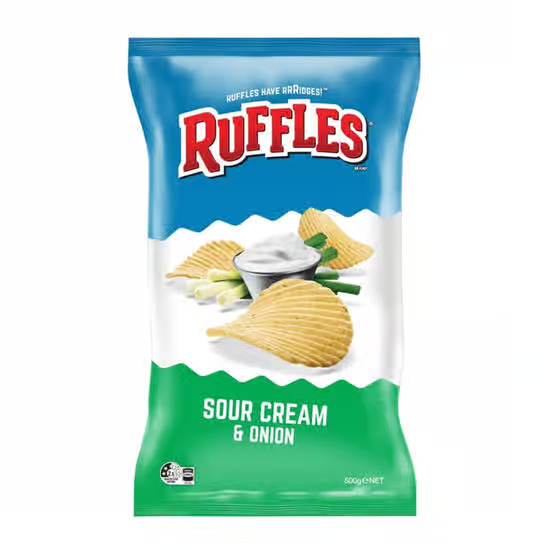 Ruffles Sour Cream and Onion Chips 500g