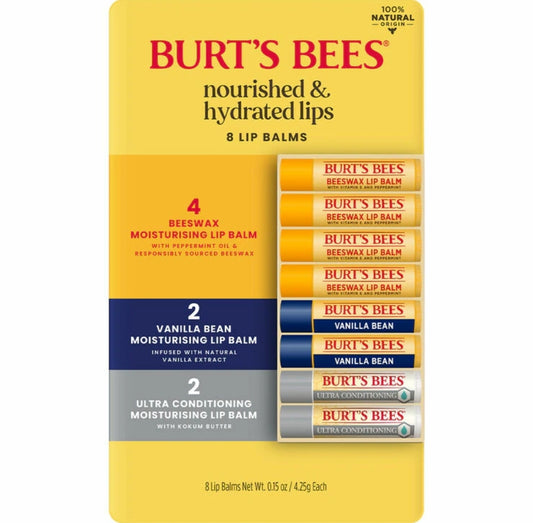 Burts Bees Nourished & Hydrated Lips   8x Lip Balms