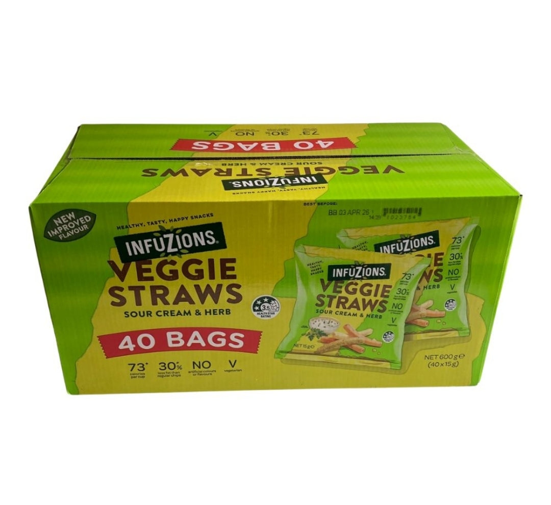Majans Infuzions Sour Cream & Herb Veggie Straws 40x 15g