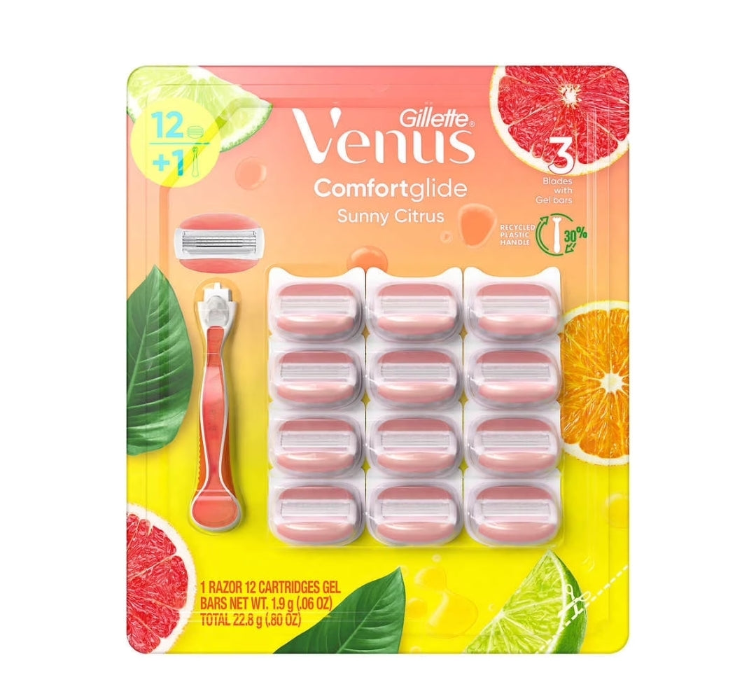 Gillette Venus Sunny Citrus Razor + 12 Cartridges