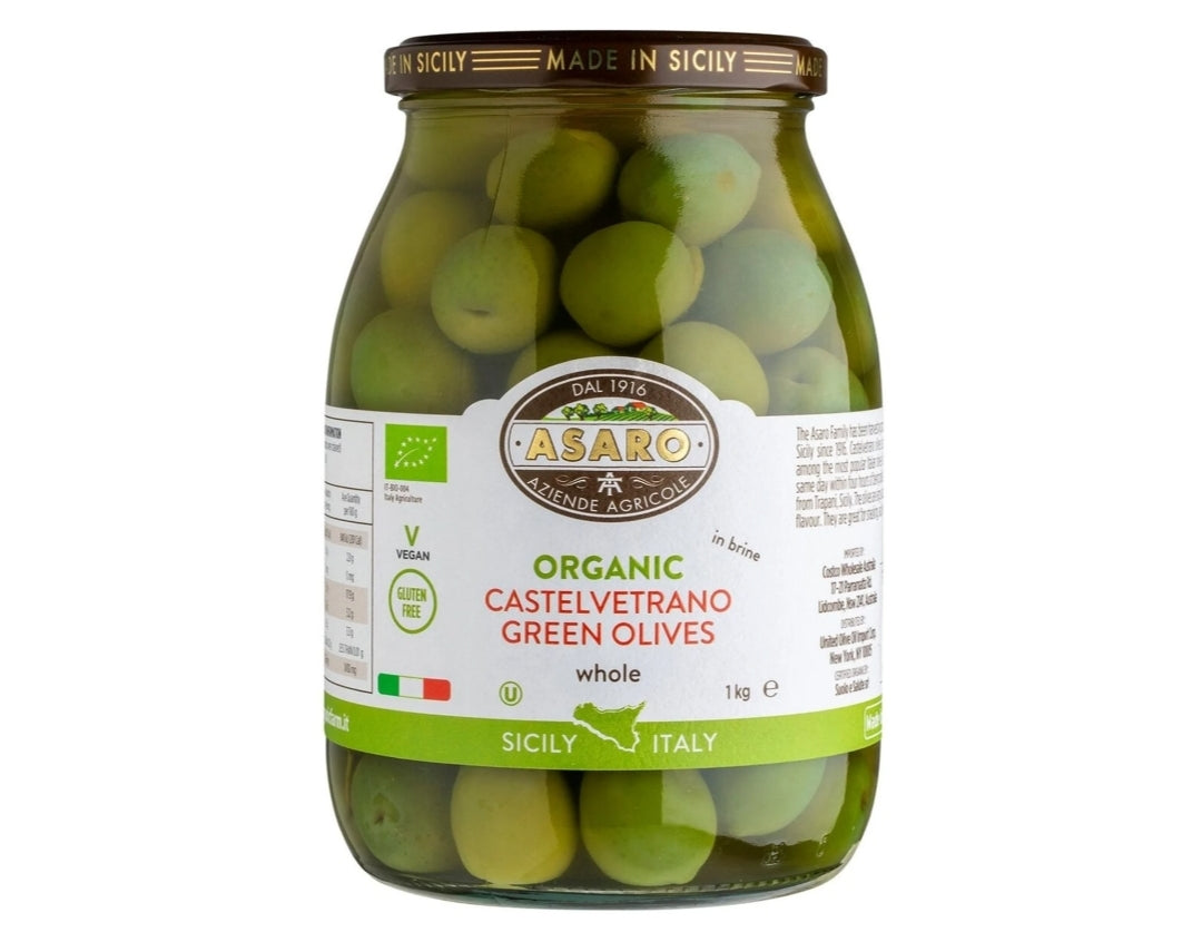 Asaro Farms Organic Green Olives 1Kg