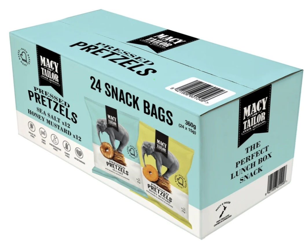 Macy & Tailor Pretzels Sea Salt & Honey Mustard 24x 20g