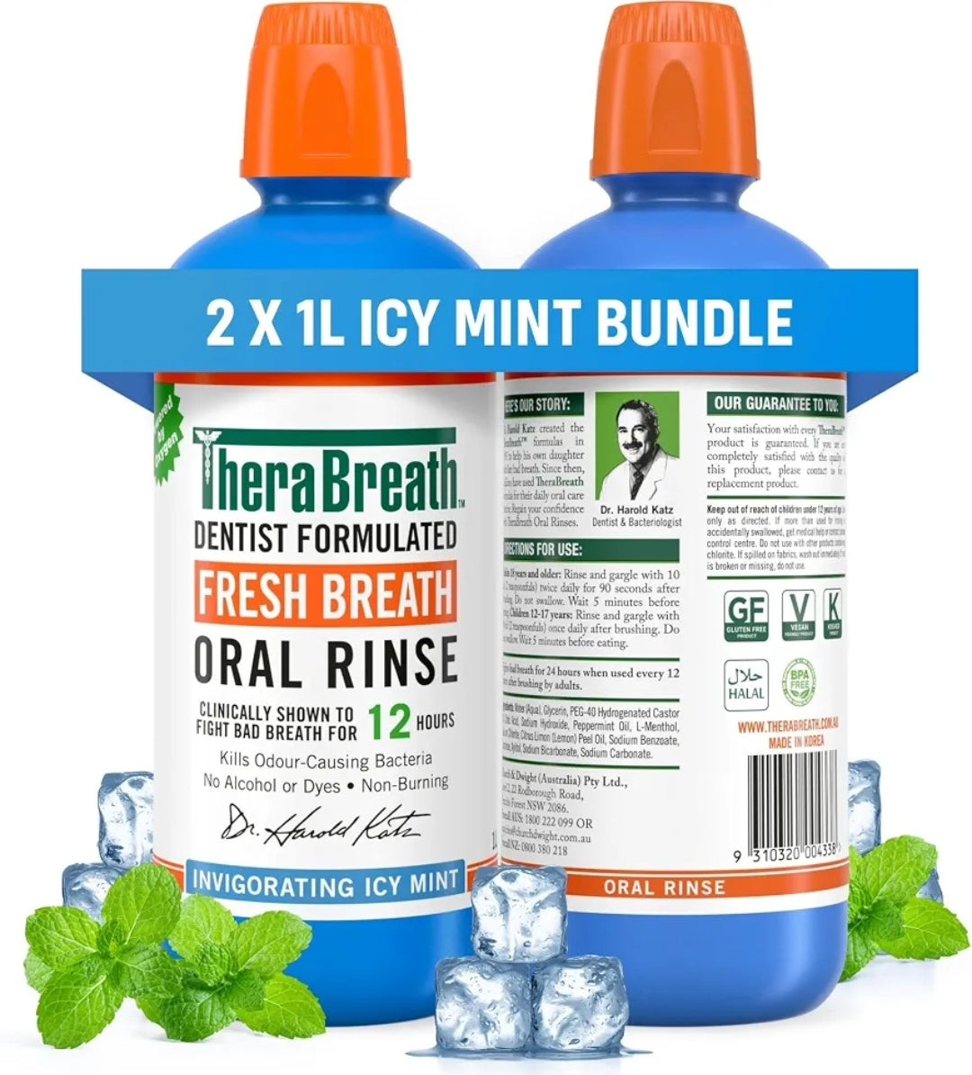 Therabreath Icy Mint Mouthwash 2x 1L