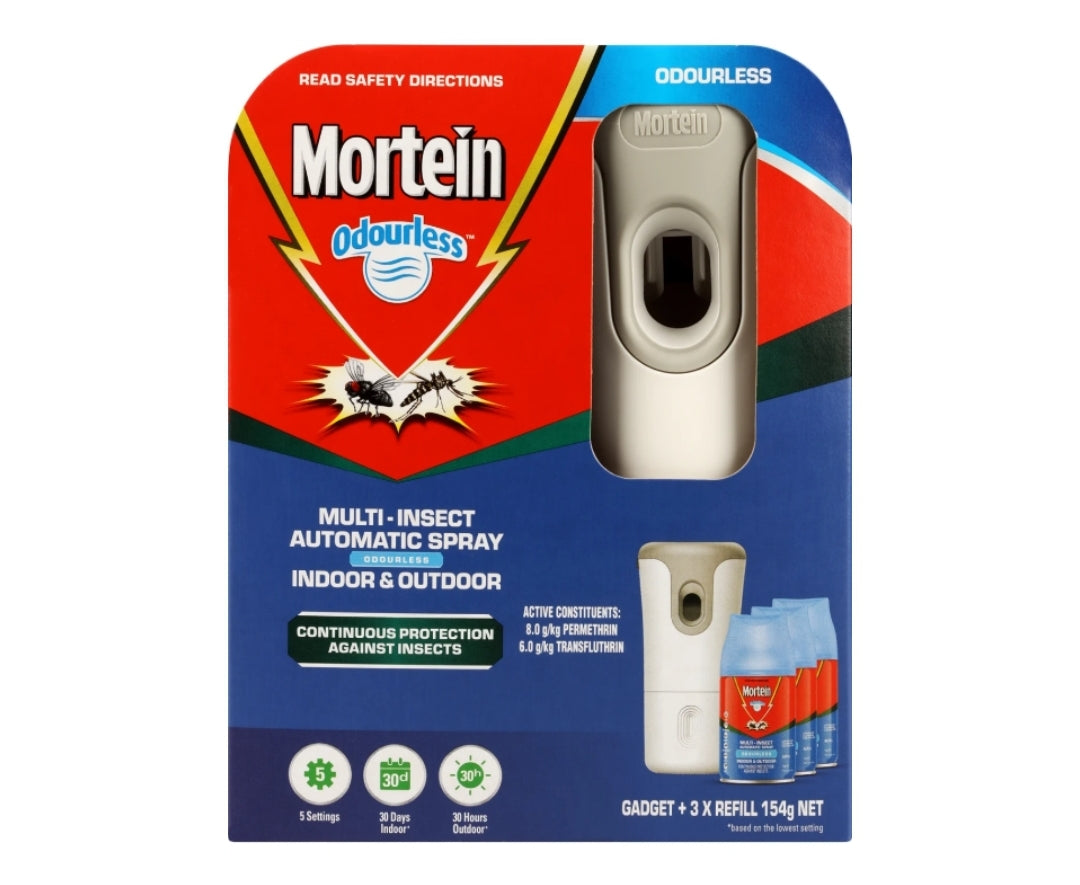 Mortein Automatic Insect Control Spray & 3x 154g Refills