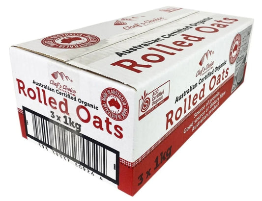 Chefs Choice Organic Rolled Oats 3x 1Kg